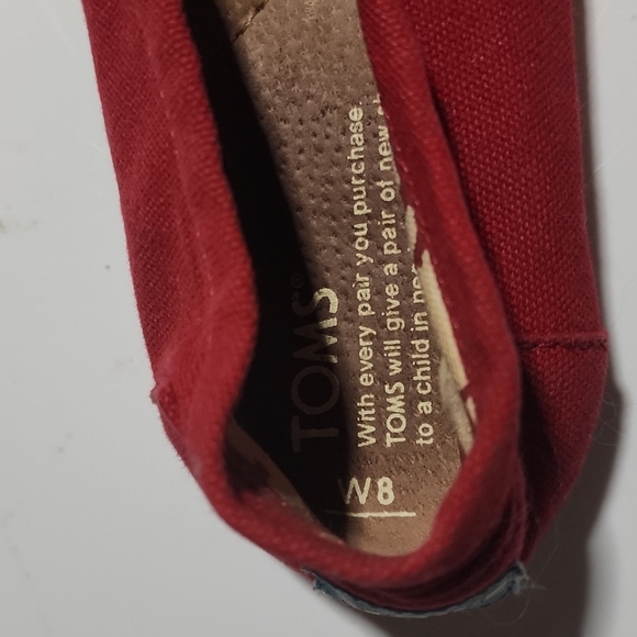 Toms Red Canvas Flats Espadrilles Size 8W - Picture 5 of 5